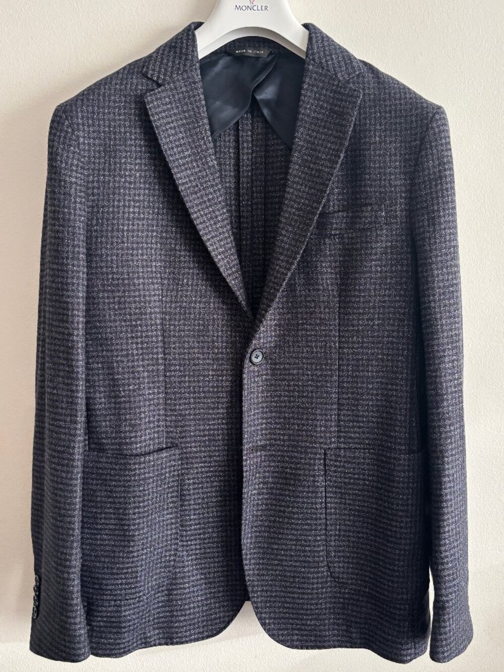 $900 Ria Bella Unstructured Charcoal Houndstooth Wool Blend Sport Coat - 42